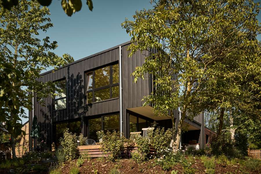 Architect pays attention to the details in a villa with a natural view and façade cladding in steel and stone, Konsul Lorenzen Straße 5, 24376 Kappeln, Germany